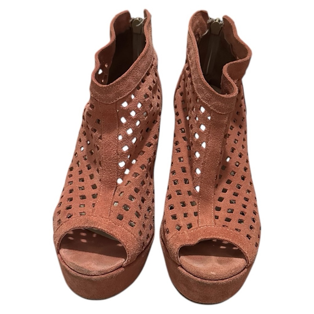Pink Laser Cut Ankle Boots